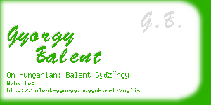 gyorgy balent business card